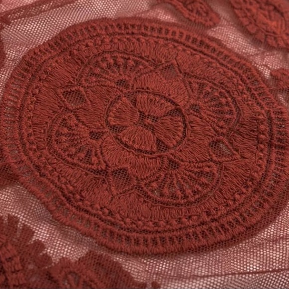 SOLD OUT Bohemian Rust Scalloped Lace Embroidered Cover Up - Picture 6 of 8
